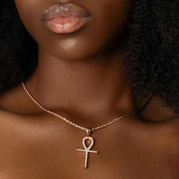 Sister Wearing Dainty Ankh Necklace